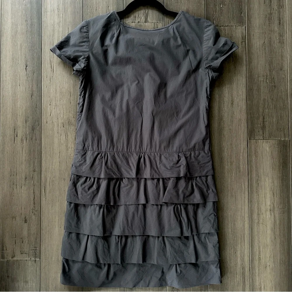 J. Crew Carly Ruffle Tiered Button Front Mini Dress Gray Size 2